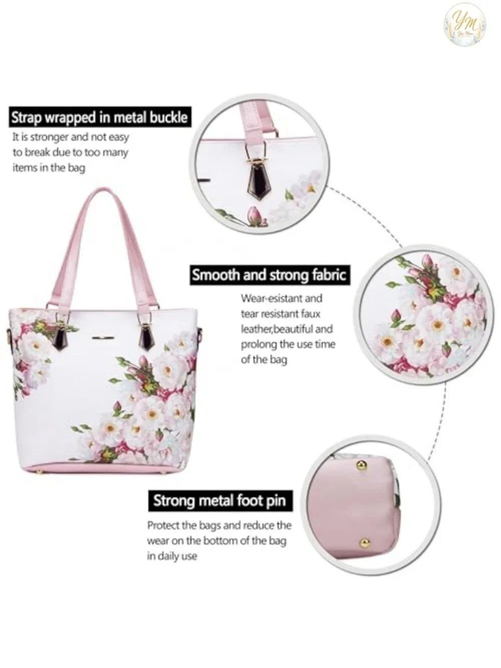 Faux Leather 6-Piece Purse Set Tote Satchel Shoulder Bag